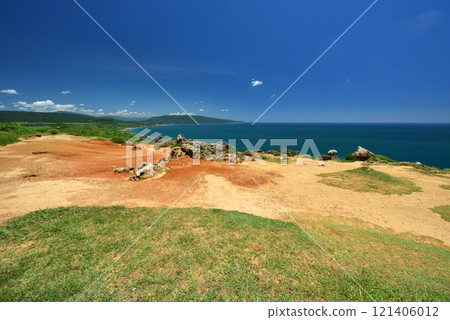 Azure coastline scenery and soil rock landscape 121406012