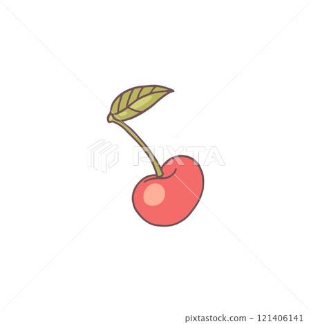Berry cute illustration with fresh cherries in cartoon style on a white background. Berry cute illustration with fresh cherries in cartoon style on a white background. 121406141