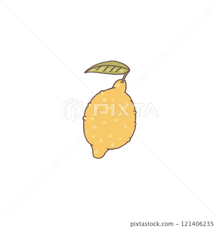 Vector image of a whole lemon with a leaf and peel on a white background 121406235