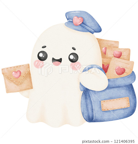 Romantic Valentine Ghost Artwork, A sweet ghost delivering heart-shaped love letters, showcasing a charming Valentine theme for creative projects or festive designs. Romantic Valentine Ghost Artwork, A sweet ghost delivering heart-shaped love letters, showcasing a charming Valentine theme for creative projects or festive designs. 121406395