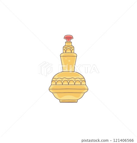 Vector graphics depicting a vintage gold perfume bottle with a lid on a white background. Vector graphics depicting a vintage gold perfume bottle with a lid on a white background. 121406566