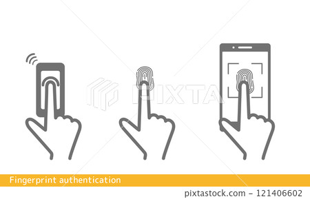 Fingerprint authentication index finger illustration set Bank Smartphone Mobile phone 121406602
