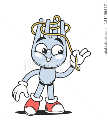 Cute fork utensils doodle character Cute fork utensils doodle character 121406857