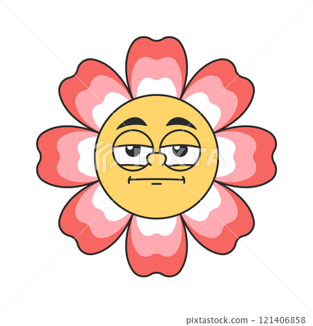 Suspicious daisy flower groovy emoticon Suspicious daisy flower groovy emoticon 121406858
