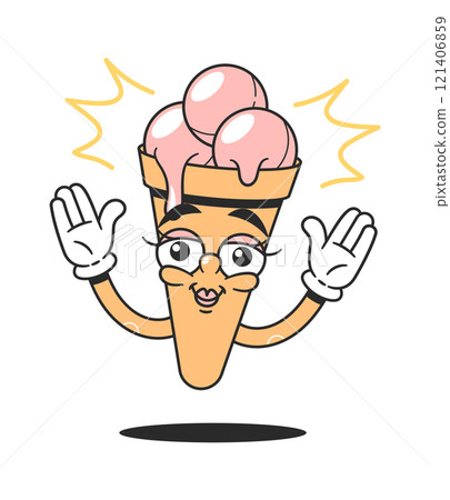 Groovy ice-cream kawaii fastfood character Groovy ice-cream kawaii fastfood character 121406859