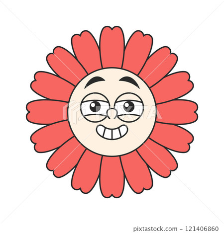 Cheerful daisy flower positive character 121406860