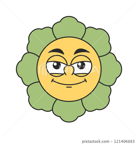 Cute daisy flower mascot smiling Cute daisy flower mascot smiling 121406883