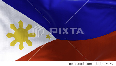 Close-up of Philippines national flag waving Close-up of Philippines national flag waving 121406969