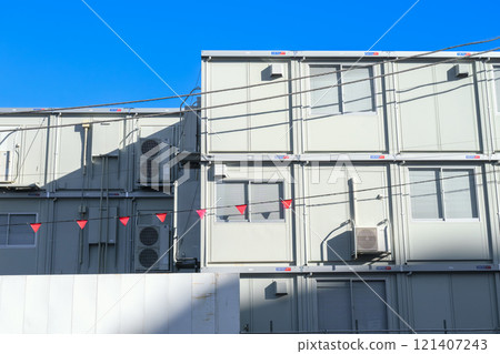 Blue sky and construction site office 121407243