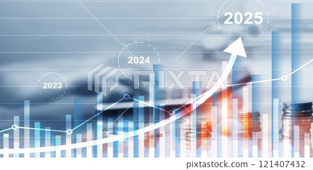 Financial background, economic growth 2023-2025. Abstract background 121407432