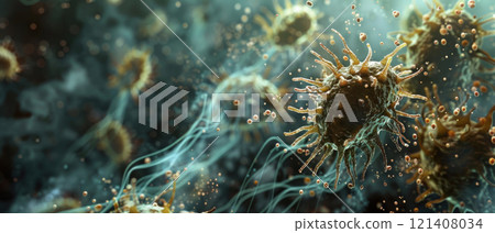 Bacteria spreading on a surface, showing the process of contamination 121408034