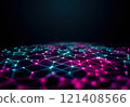 Neural Links Network Abstract background wire pattern with neon glowing lights 121408566