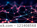 Neural Links Network Abstract background wire pattern with neon glowing lights 121408568