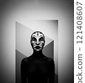 Strange faceless woman wearing swirling. Black Huge Lips, Grainy. Depressive. Minimal geometric abstractionism 121408607
