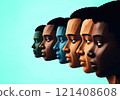 Celebrating unity black history month solidarity day, group face portrait of diverse people together ,multiracial inclusion and diversity with freedom labor day , concept on fraternity 121408608