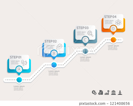 simple infographics timeline business workflow background with business icon 4 steps for report, presentation 121408656