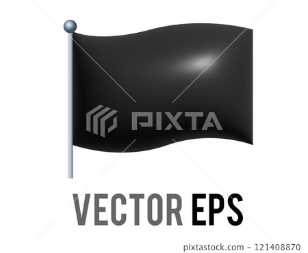 3D rectangular black flag icon with silver pole 3D rectangular black flag icon with silver pole 121408870