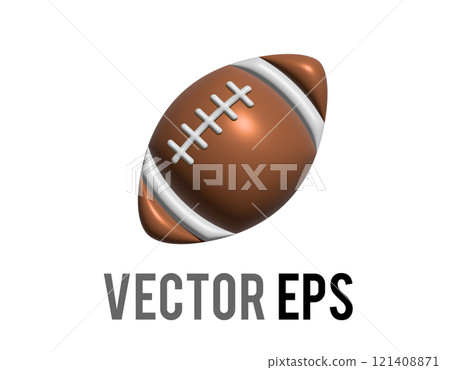 3D classic brown american football or rugby game ball icon 121408871