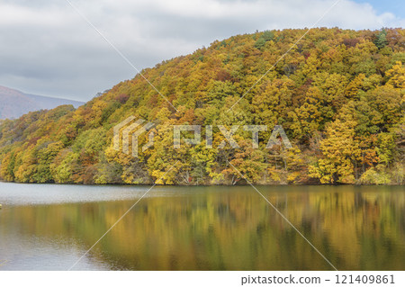 Autumn foliage at Lake Choro, Shichikashuku Town, Miyagi Prefecture Autumn foliage at Lake Choro, Shichikashuku Town, Miyagi Prefecture 121409861