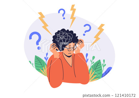 Mental health problem web concept with flat cartoon people for website design. Mental health problem web concept with flat cartoon people for website design. 121410172