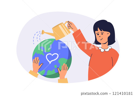 Green sustainable environment web concept with flat people for website design. Green sustainable environment web concept with flat people for website design. 121410181