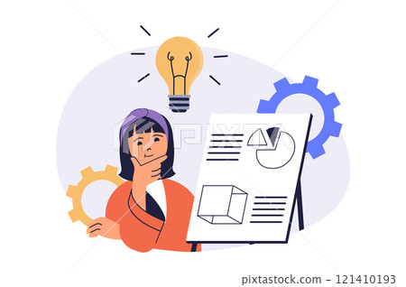 Creative business web concept with flat cartoon people for website design. 121410193