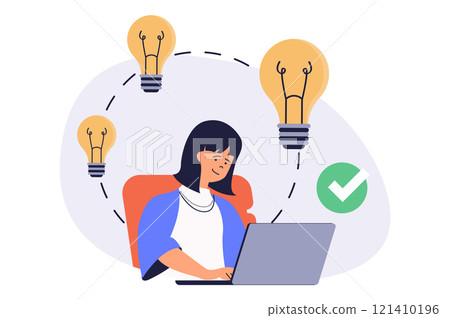 Creative business web concept with flat cartoon people for website design. 121410196