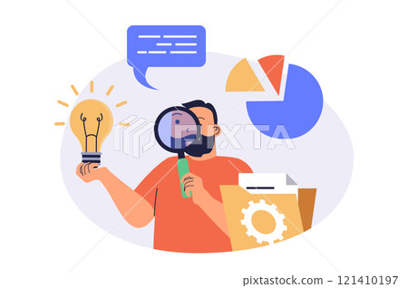 Creative business web concept with flat cartoon people for website design. 121410197