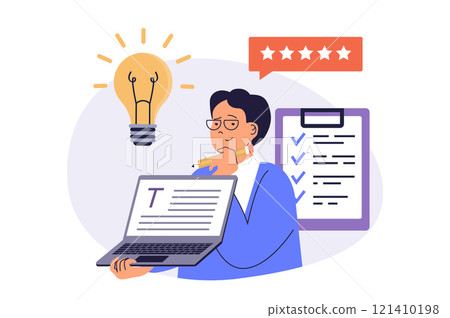 Copywriter web concept with flat cartoon people for website design. 121410198