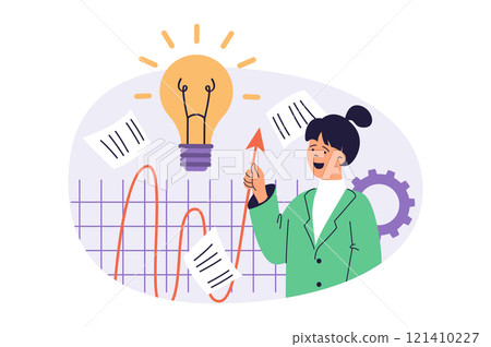 Business analytics web concept with flat cartoon people for website design. 121410227