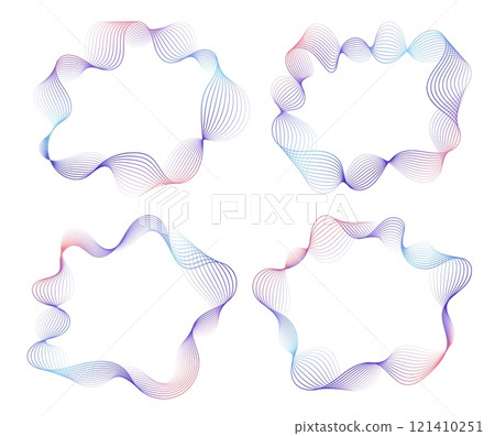 Abstract wavy frames set, colorful flowing borders isolated on white. 121410251