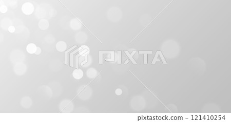 White bokeh, blurred grey background with sparkling lights, blurry glitter effect. 121410254