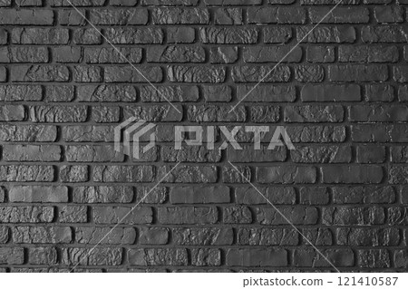 Black colored brick wall texture, architecture building, masonry of stone blocks background 121410587