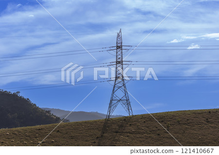 A large steel structure supporting the electricity network 121410667