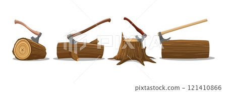 Woodcutter axe in log set 121410866