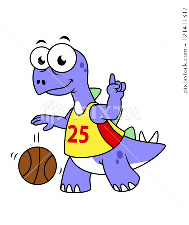 Illustration of a Stegosaurus playing basketball. Illustration of a Stegosaurus playing basketball. 121411312