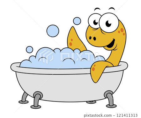 Illustration of a bathing Loch Ness Monster. 121411313