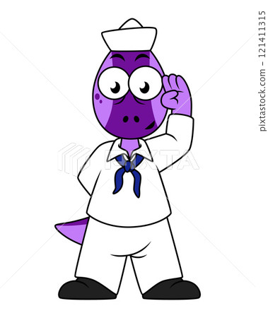 Illustration of a Pachycephalosaurus dinosaur Navy sailor. Illustration of a Pachycephalosaurus dinosaur Navy sailor. 121411315