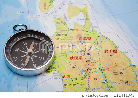 Travel image map compass direction magnet 121411345