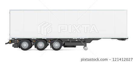 Isothermal semi-trailer, long isothermal van. Side view, 3D rendering 121412027