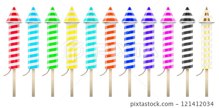 Set of Fireworks Rockets, 3D rendering 121412034