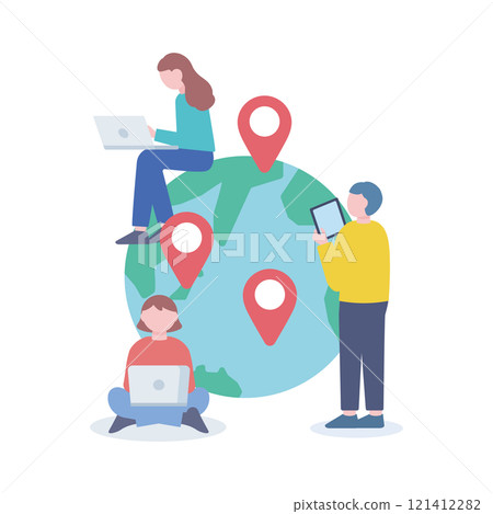 People interacting around the world 121412282