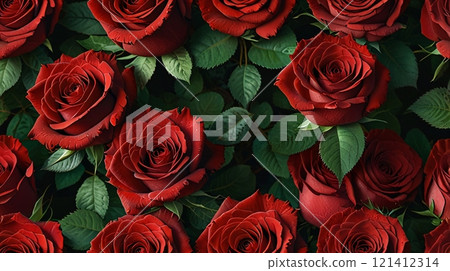 seamless pattern with red roses 121412314