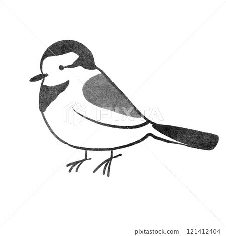 Stamp-style illustration of a white wagtail 121412404