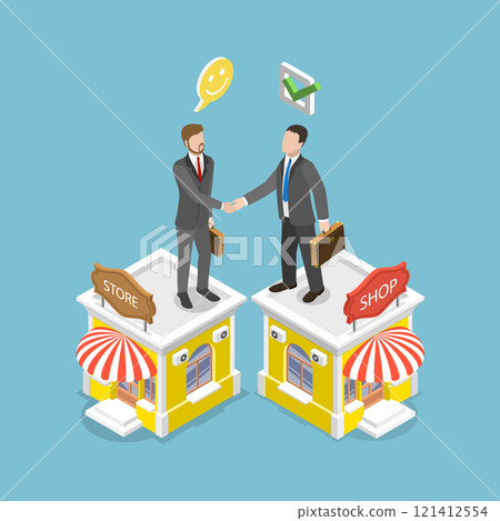 3D Isometric Flat Vector Illustration of Business To Business, Partnership and Agreement 3D Isometric Flat Vector Illustration of Business To Business, Partnership and Agreement 121412554