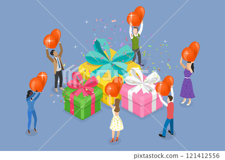 3D Isometric Flat Vector Illustration of Online Shopping Bonus, Earning Rewards, Incentives Strategy 3D Isometric Flat Vector Illustration of Online Shopping Bonus, Earning Rewards, Incentives Strategy 121412556