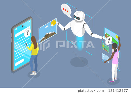 3D Isometric Flat Vector Illustration of AI Prompt Engineer, Artificial Intelligence 121412577