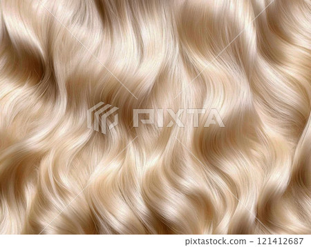 blond wavy shiny hair 121412687