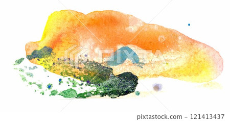 Abstract watercolors create a vivid landscape of blended colors and textures resembling a serene natural scene Abstract watercolors create a vivid landscape of blended colors and textures resembling a serene natural scene 121413437