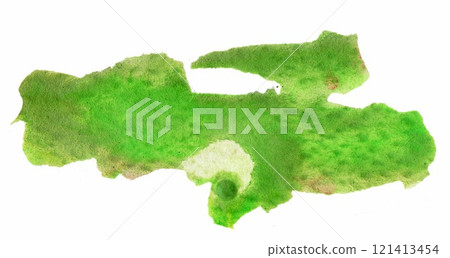 A vibrant splash of green watercolor evoking the essence of nature, reminiscent of lush landscapes and the beauty of springtime foliage 121413454